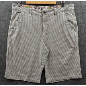 Lululemon Shorts Mens 36 Beige Brown Stripe Seersucker Kahuna 12" Performance‎